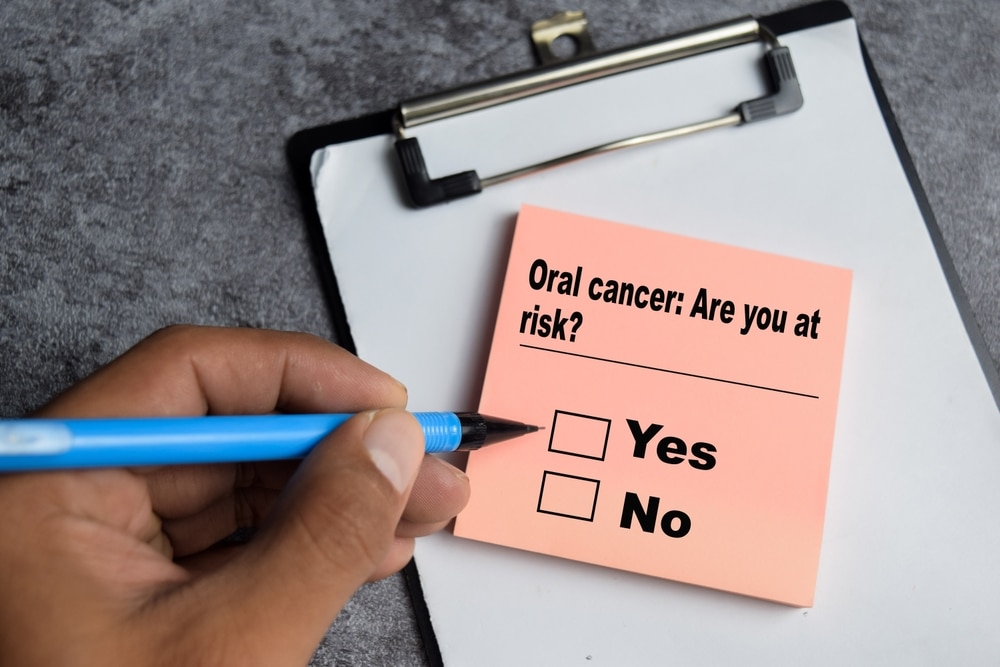 Form used for oral cancer screening at the dentist